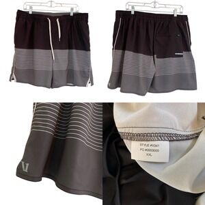 Vuori Trail Shorts Shale Gray‎ Stripe Lined Men's XXL V341 Drawstring READ